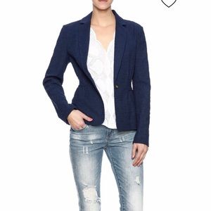 DVF Sz 6 stretch cotton ‘Gavyn’ navy blazer EUC